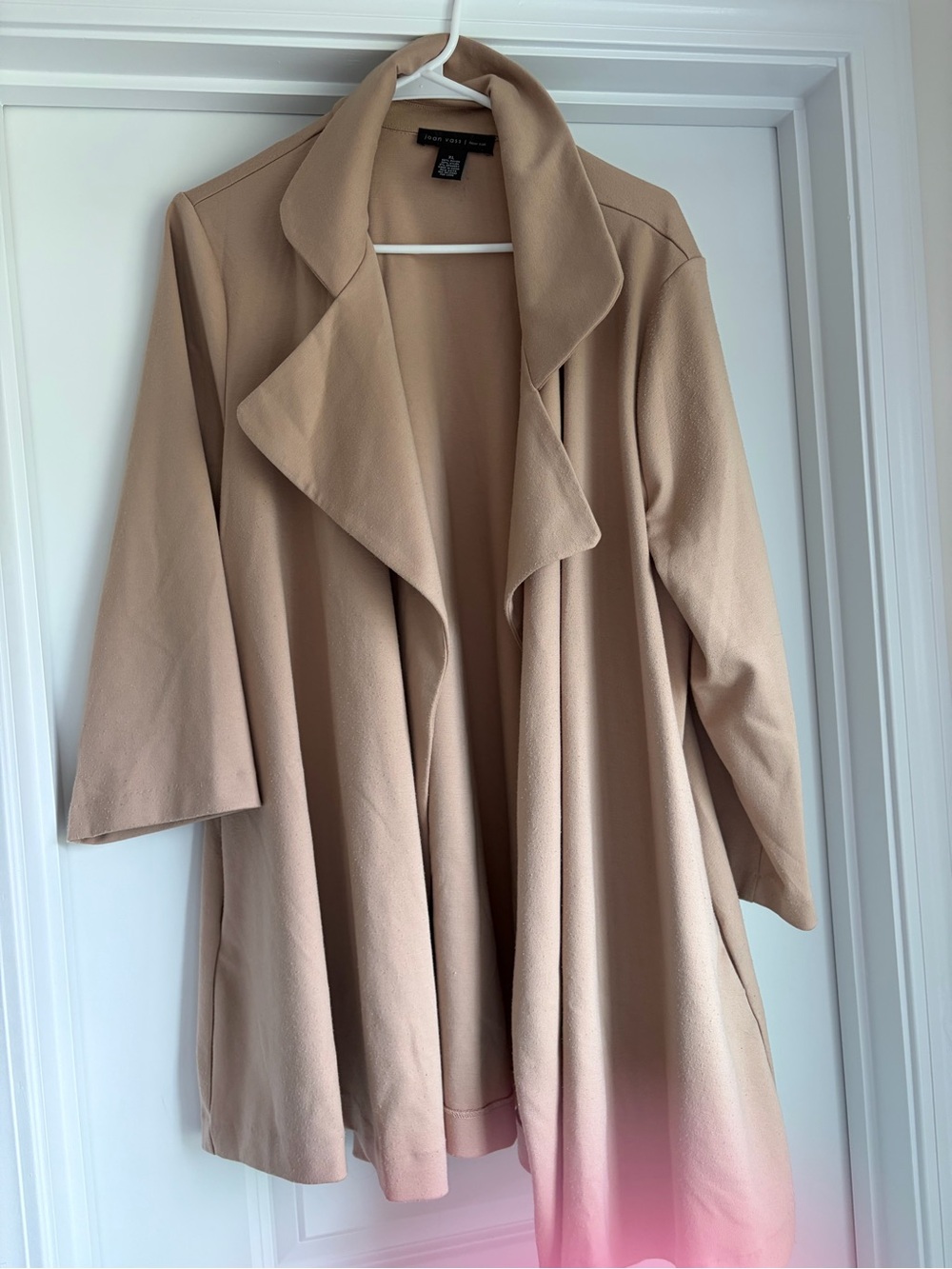 Joan Vass Soft Tan Open-Front Trench Coat
